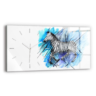 Glass wall clock rectangular Painted Zebra