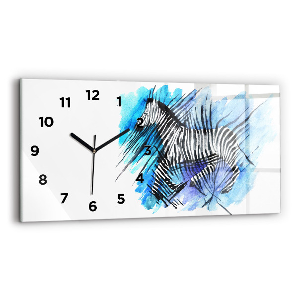 Glass wall clock rectangular Painted Zebra