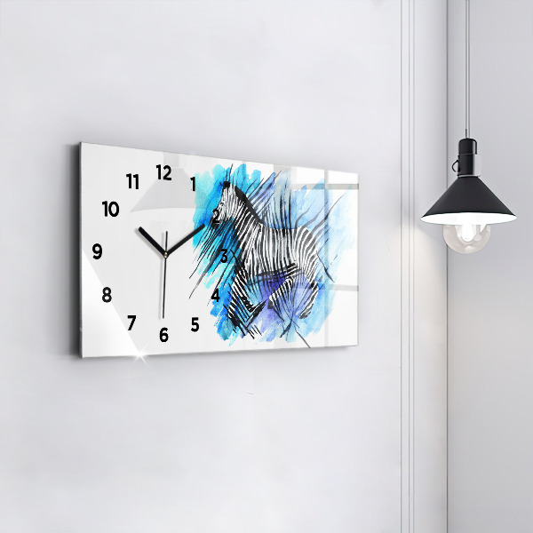 Glass wall clock rectangular Painted Zebra