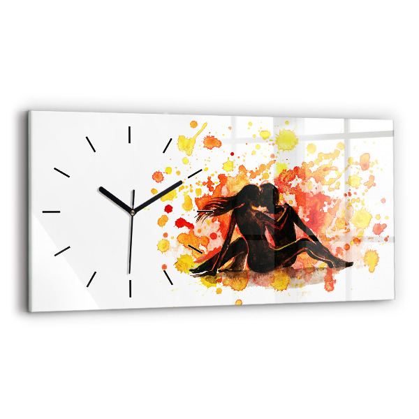 Glass wall clock rectangular Love and a couple in love