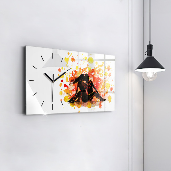 Glass wall clock rectangular Love and a couple in love