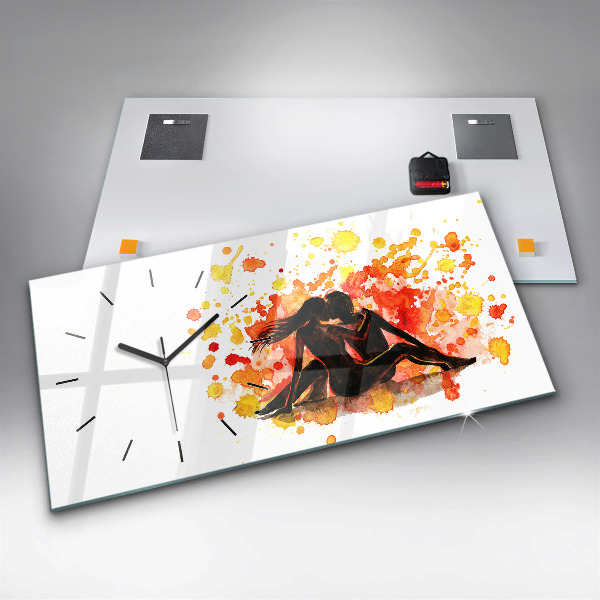 Glass wall clock rectangular Love and a couple in love