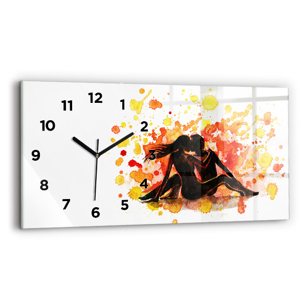 Glass wall clock rectangular Love and a couple in love