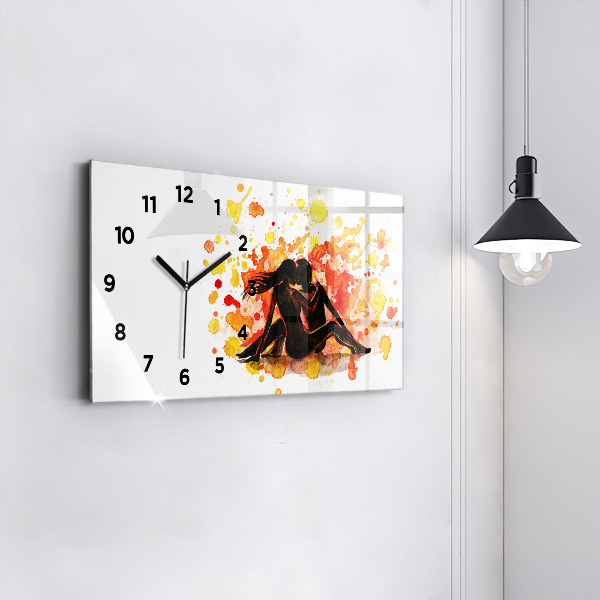 Glass wall clock rectangular Love and a couple in love