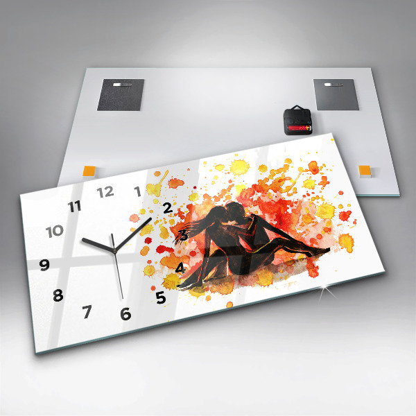 Glass wall clock rectangular Love and a couple in love