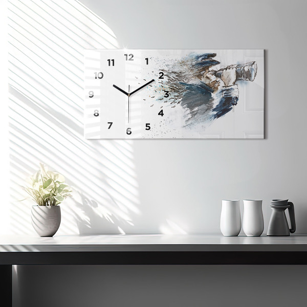 Glass wall clock rectangular Ship captain with binoculars