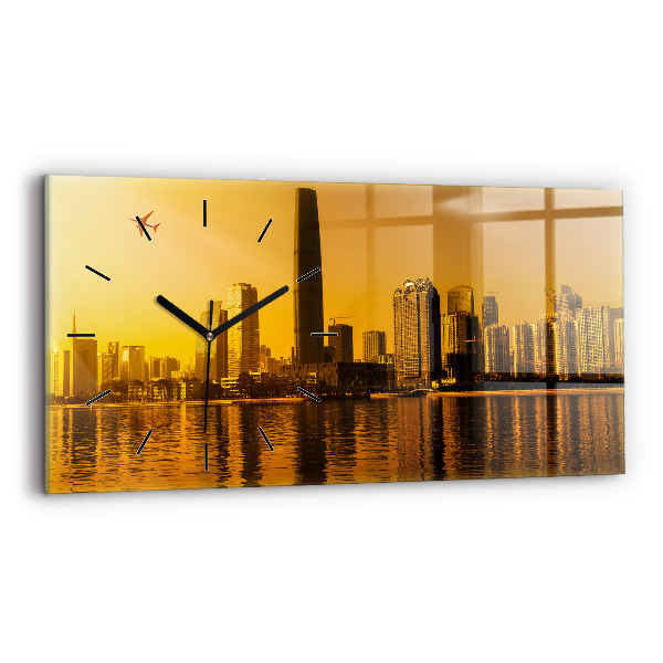 Glass wall clock rectangular Zhujiang River China