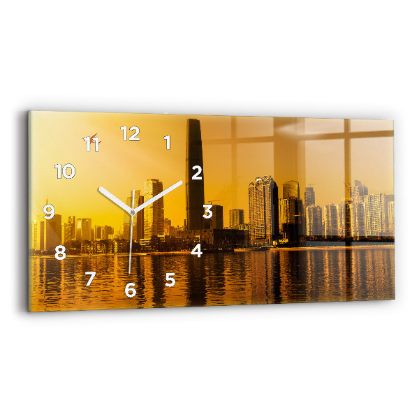 Glass wall clock rectangular Zhujiang River China