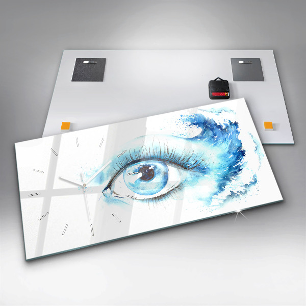 Glass wall clock rectangular Sea Eye