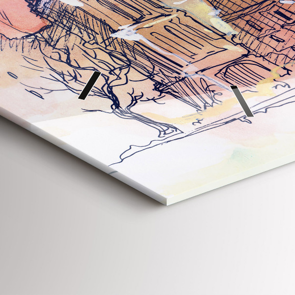 Glass wall clock rectangular Painted Landscape of Paris