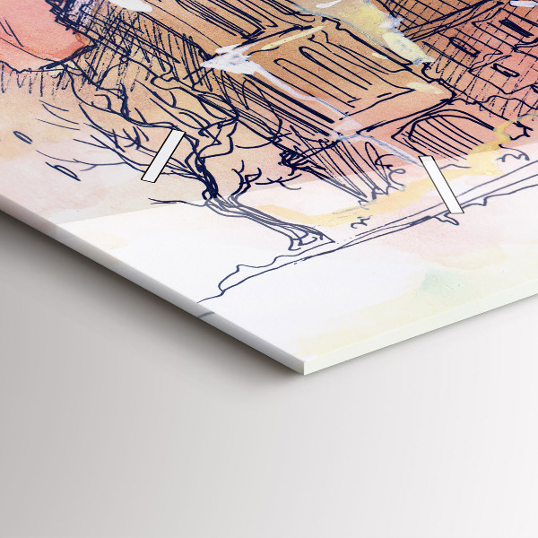 Glass wall clock rectangular Painted Landscape of Paris