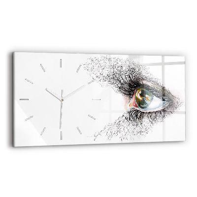 Glass wall clock rectangular Drawing of a human eye