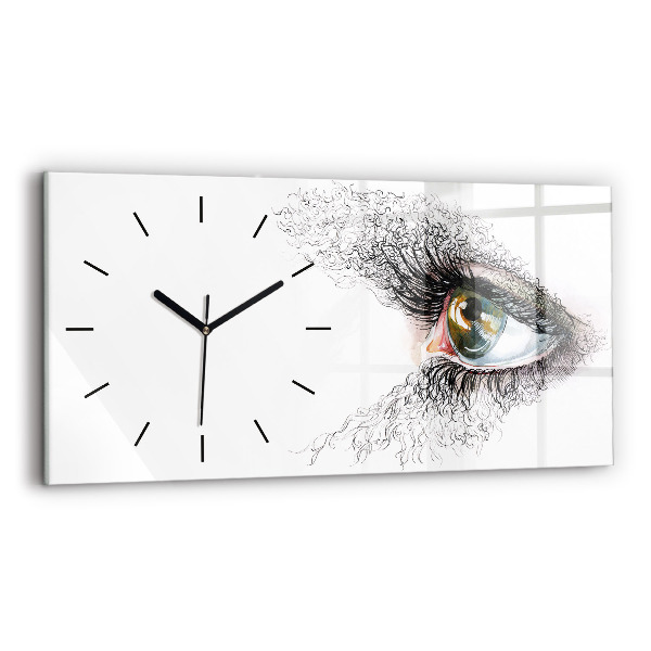 Glass wall clock rectangular Drawing of a human eye