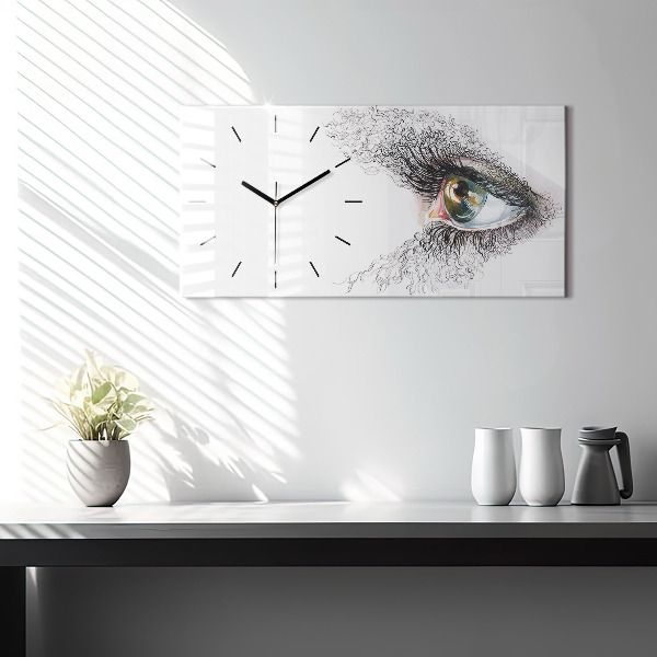 Glass wall clock rectangular Drawing of a human eye