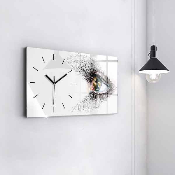Glass wall clock rectangular Drawing of a human eye