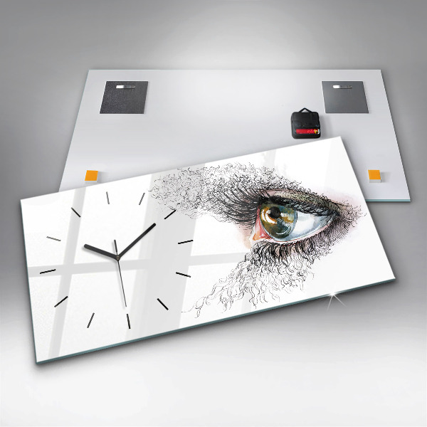 Glass wall clock rectangular Drawing of a human eye