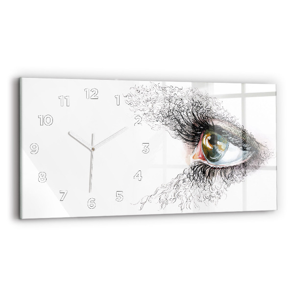 Glass wall clock rectangular Drawing of a human eye