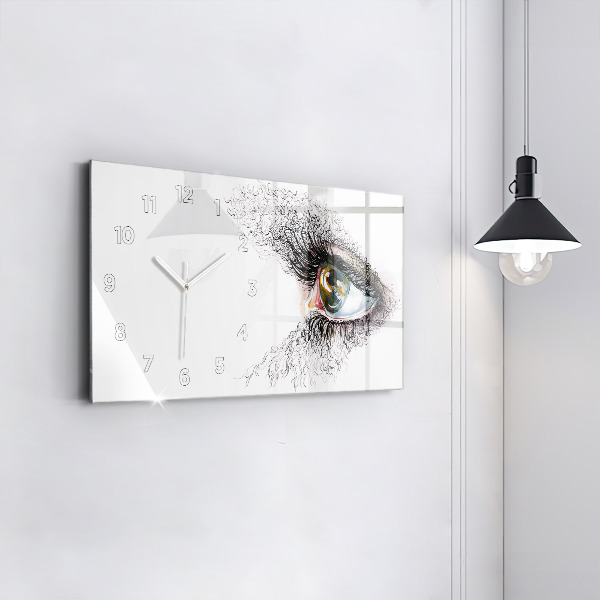 Glass wall clock rectangular Drawing of a human eye