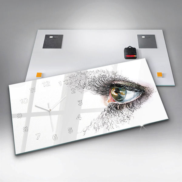Glass wall clock rectangular Drawing of a human eye