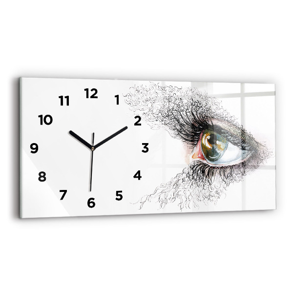 Glass wall clock rectangular Drawing of a human eye