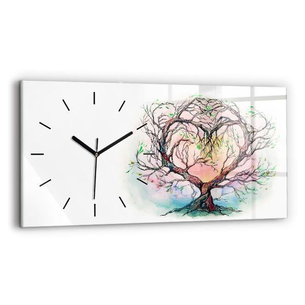 Glass wall clock rectangular Tree the heart of nature