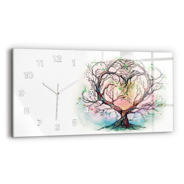 Glass wall clock rectangular Tree the heart of nature