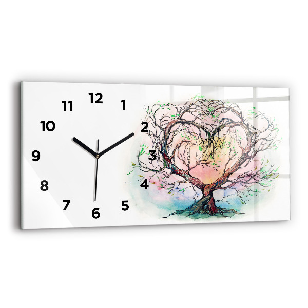Glass wall clock rectangular Tree the heart of nature