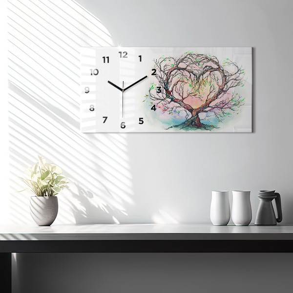 Glass wall clock rectangular Tree the heart of nature