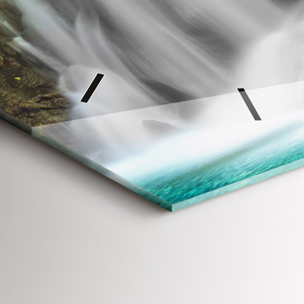 Glass wall clock rectangular Waterfall in Thailand