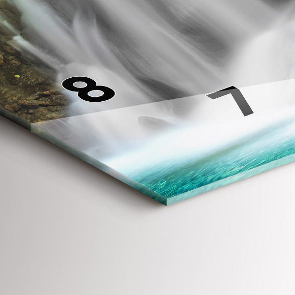 Glass wall clock rectangular Waterfall in Thailand