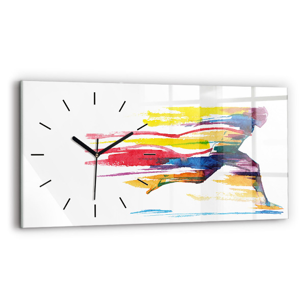 Glass wall clock rectangular Runner illustration
