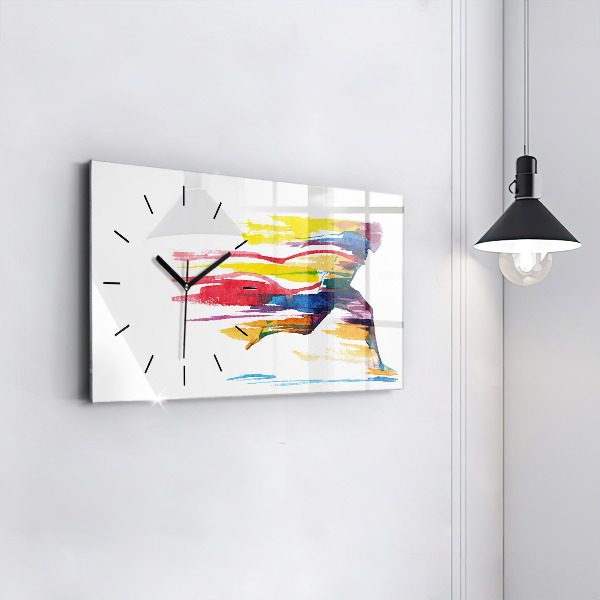 Glass wall clock rectangular Runner illustration