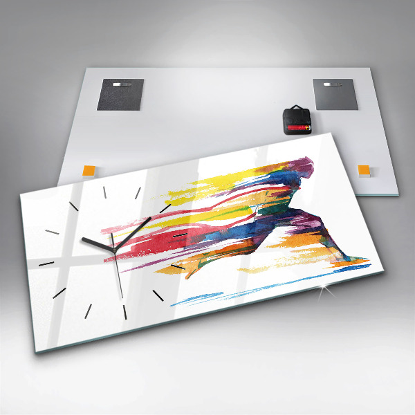 Glass wall clock rectangular Runner illustration