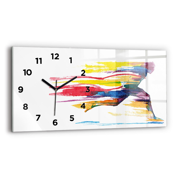 Glass wall clock rectangular Runner illustration