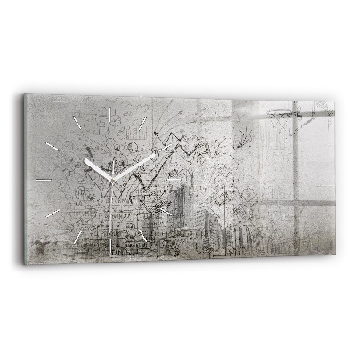 Glass wall clock rectangular Sketch of the City