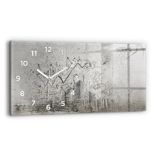Glass wall clock rectangular Sketch of the City
