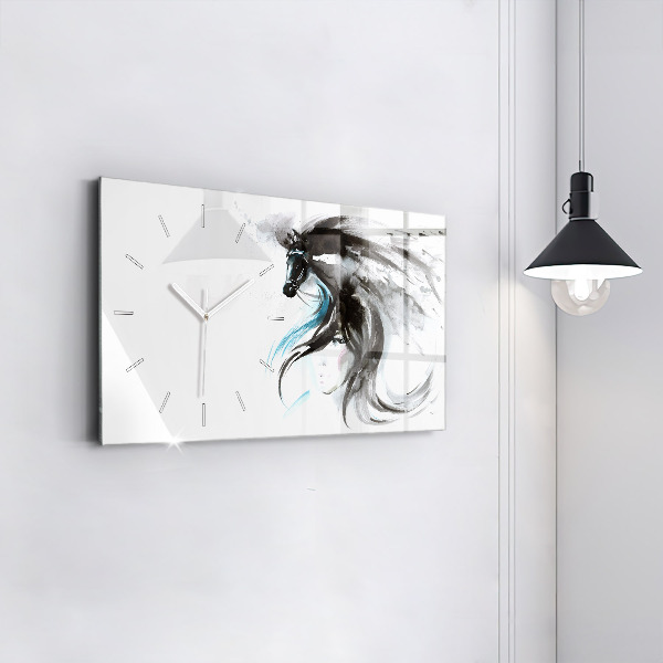 Glass wall clock rectangular Abstract horse and woman