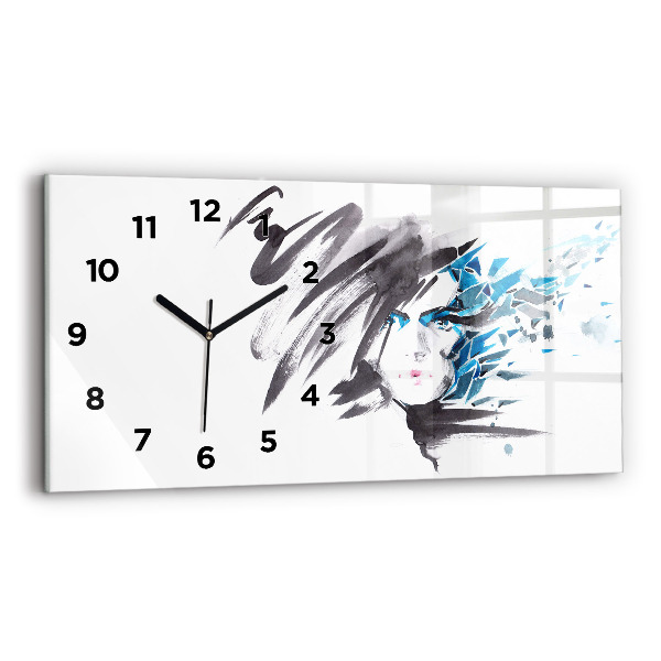 Glass wall clock rectangular Abstract Woman's Face