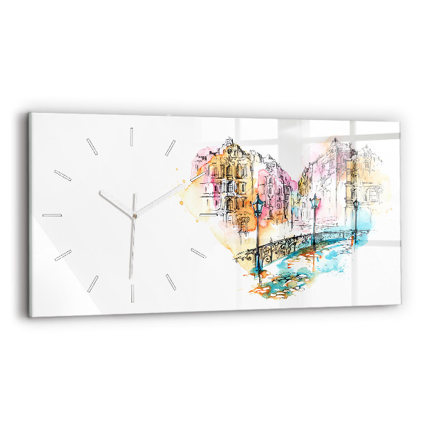 Glass wall clock rectangular Painted Architecture