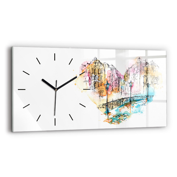 Glass wall clock rectangular Painted Architecture
