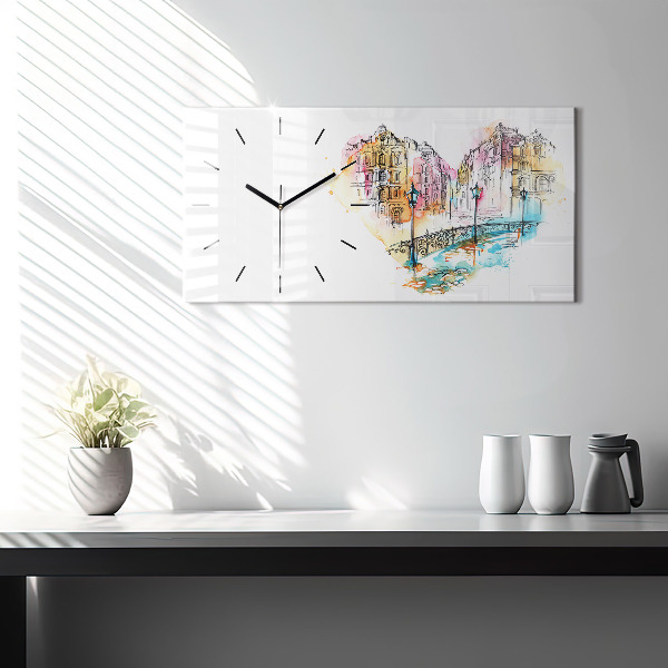 Glass wall clock rectangular Painted Architecture