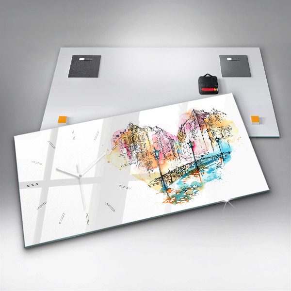 Glass wall clock rectangular Painted Architecture