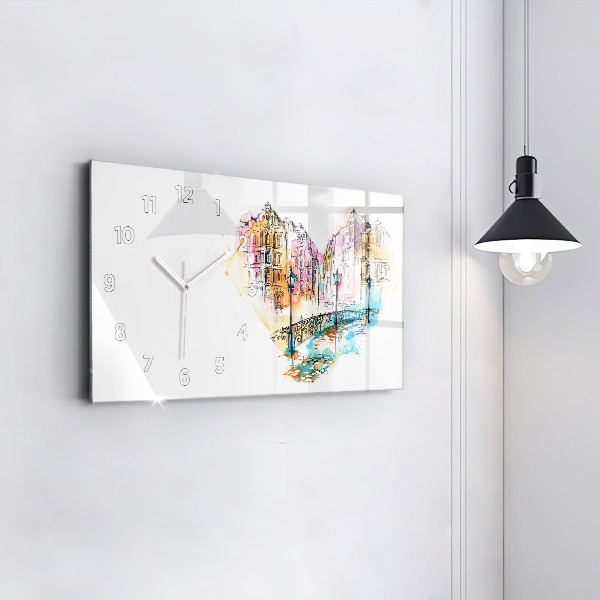 Glass wall clock rectangular Painted Architecture