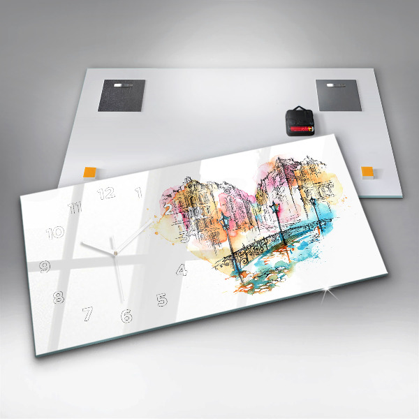 Glass wall clock rectangular Painted Architecture