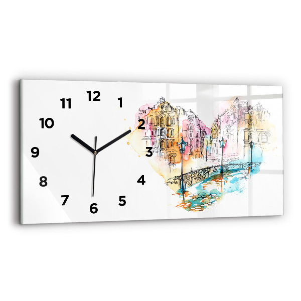Glass wall clock rectangular Painted Architecture