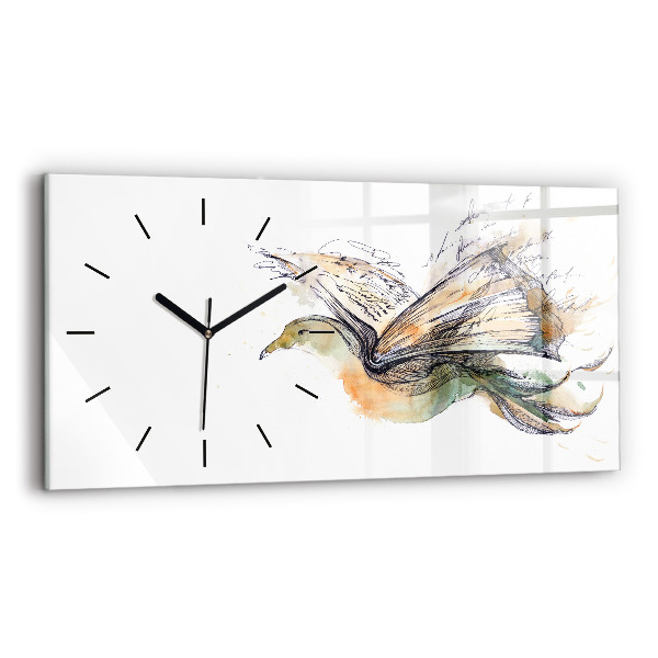 Glass wall clock rectangular Bird Book