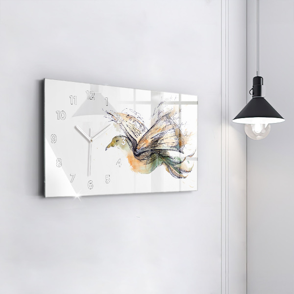 Glass wall clock rectangular Bird Book