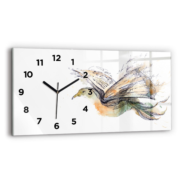Glass wall clock rectangular Bird Book
