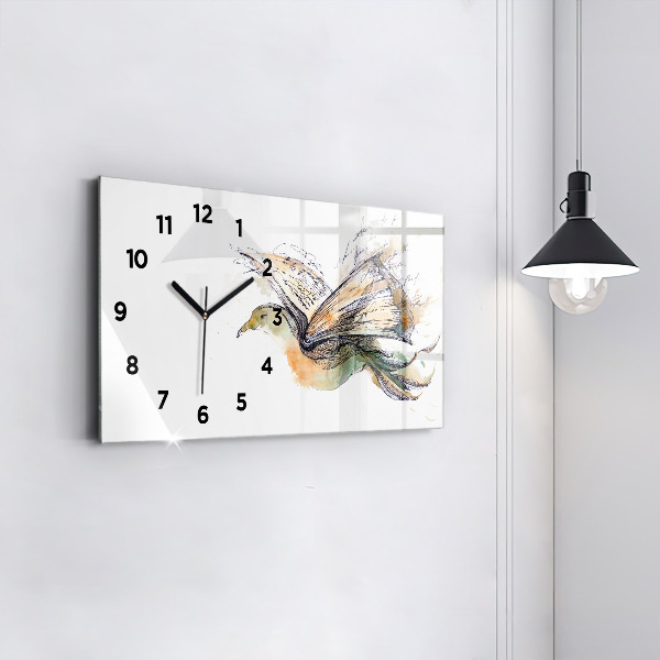 Glass wall clock rectangular Bird Book