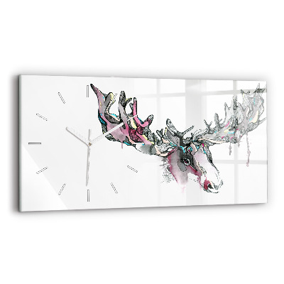 Glass wall clock rectangular Moose abstract